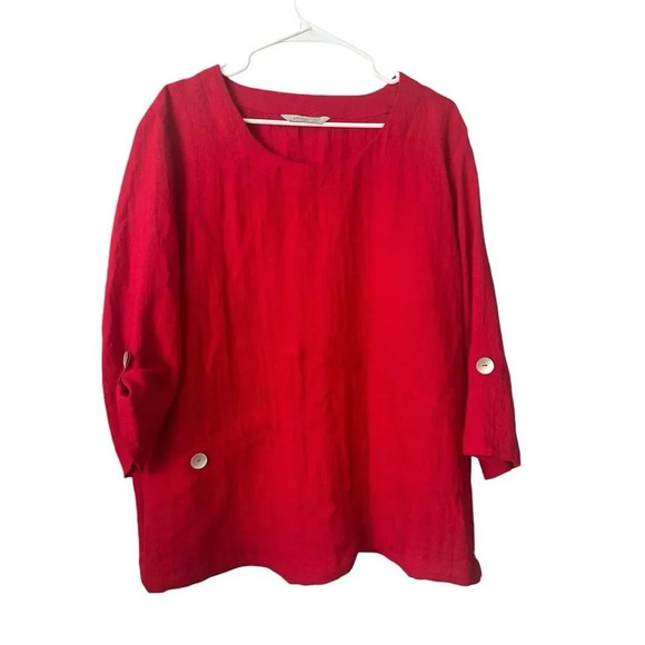 Size 18/20 Penny Plain Red‎ Blouse W/ Pockets - Picture 1 of 6